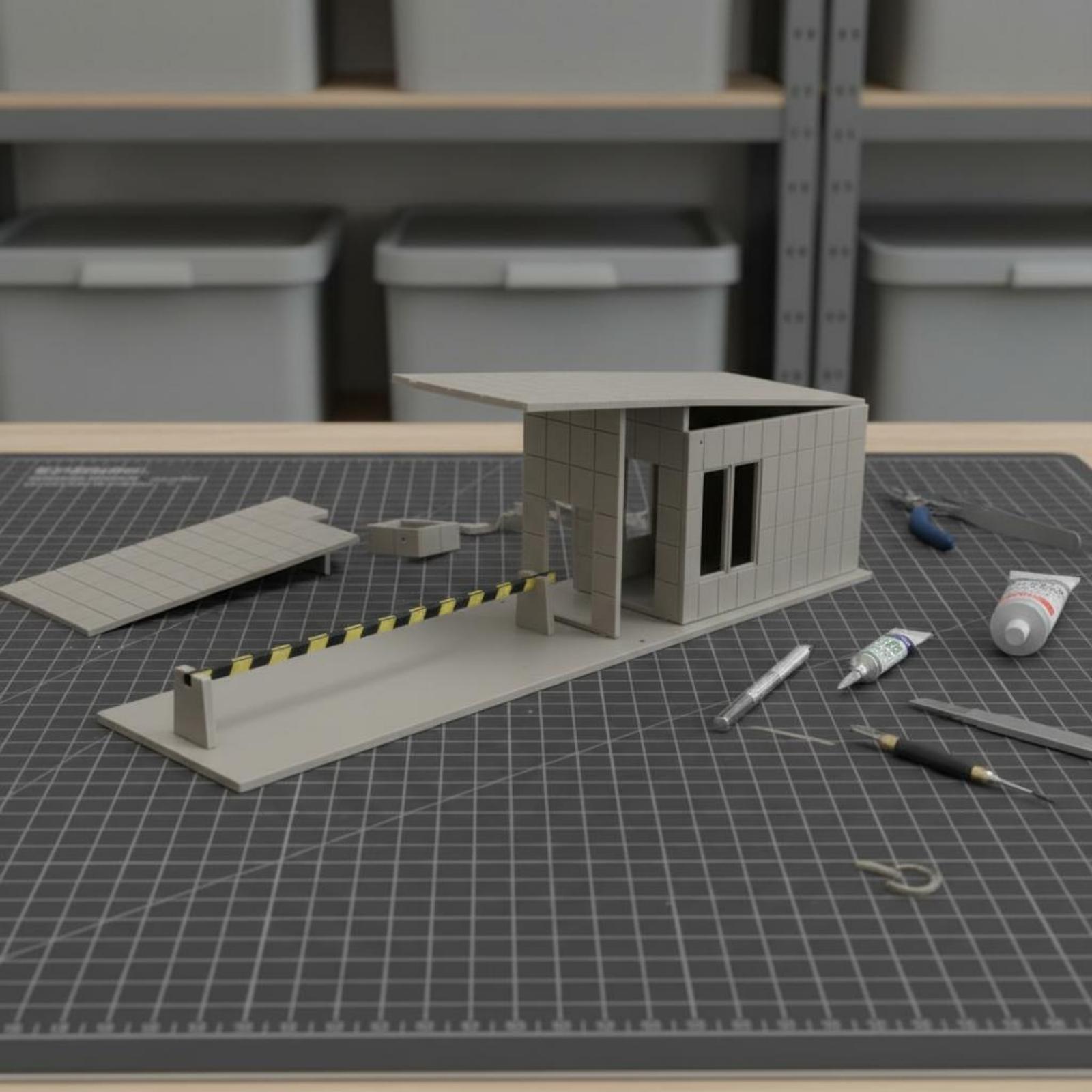 Model Kit House - Beveiligingspostmodel Lijmloos, niet-gemonteerd huispakket, overschilderbaar