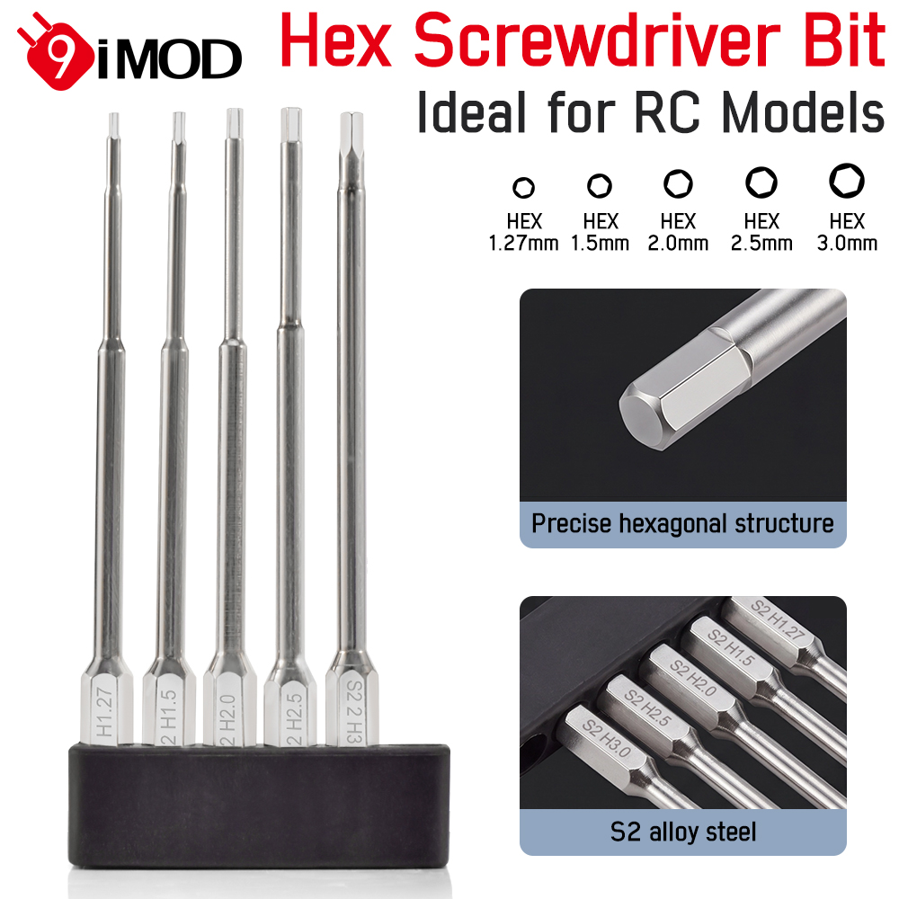 Model Kit Tool Set - 9IMOD Hex Schroevendraaierset 100mm Verlengd 1.27-3.0mm