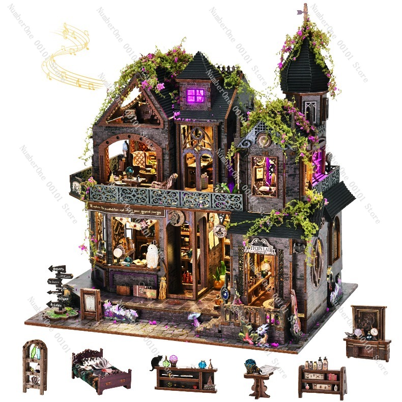 Model Kit House - Houten miniatuurhuis bouwblok modelbouwpakket DIY 3D